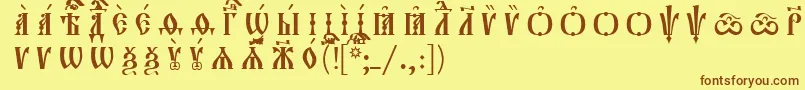 フォントOrthodox.TtIeucs8CapsР Р°Р·СЂСЏРґРѕС‡РЅС‹Р№ – 茶色の文字が黄色の背景にあります。